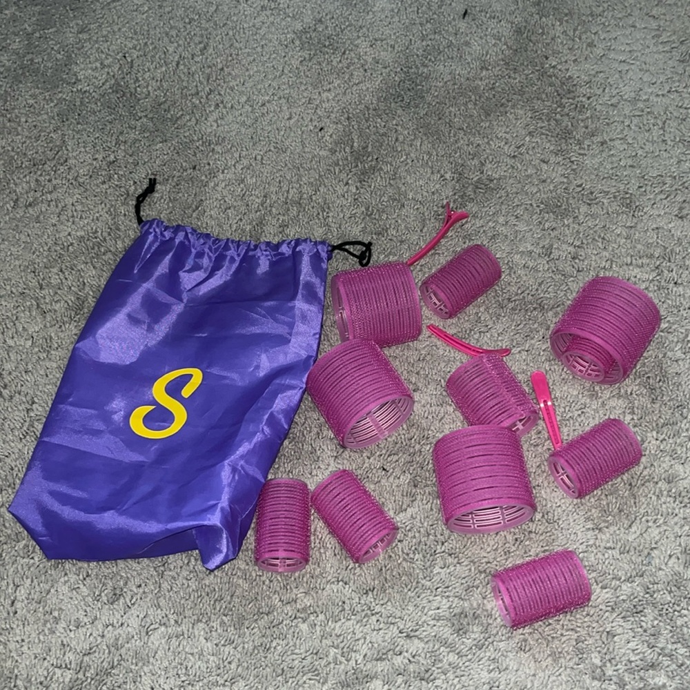 10 rollers 3 hair clips 13pc hair rollers with string bag!